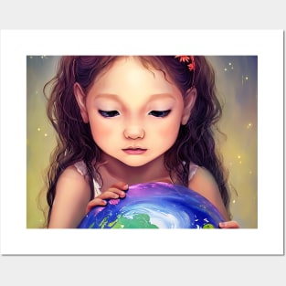 little girls Save the earth Posters and Art